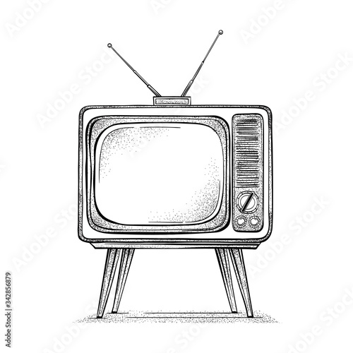 Old TV hand drawn vector
