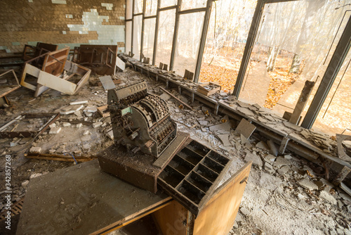 Interior of abandoned store in Pripyat