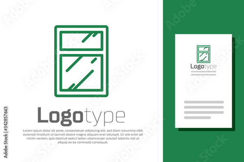 Green line Cleaning service for windows icon isolated on white background. Squeegee, scraper, wiper. Logo design template element. Vector Illustration