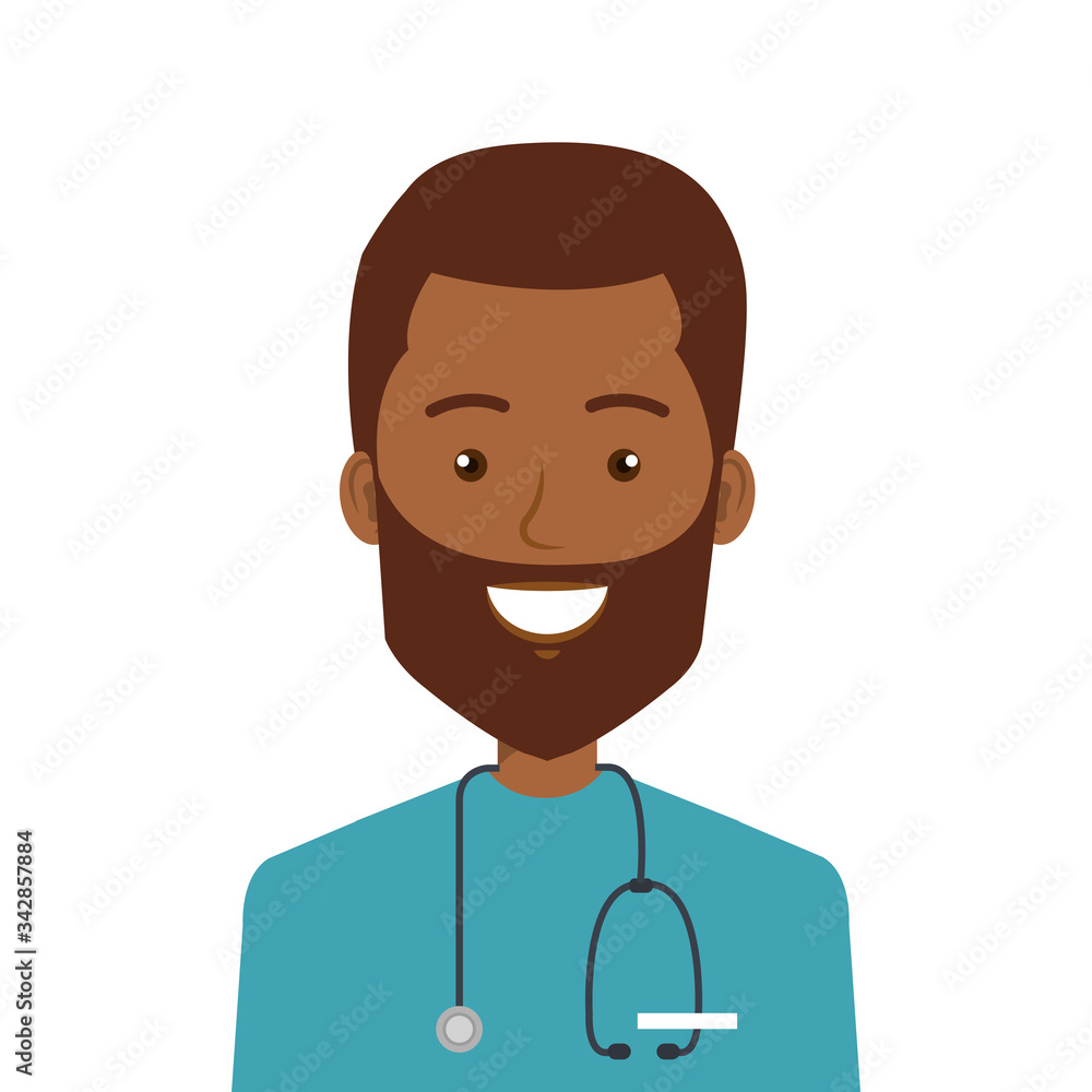 male afro paramedic with stethoscope isolated icon vector illustration design male afro paramedic with stethoscope isolated icon vector illustration design