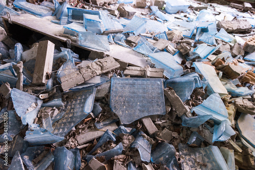 Radioactive debris of glass and concrette in Chernobyl