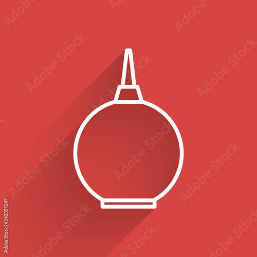 White line Enema icon isolated with long shadow. Enema with a plastic tip. Medical pear. Vector Illustration