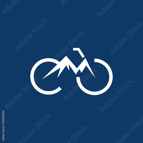shape bike with mountain logo. Mountain bike logo design template vector