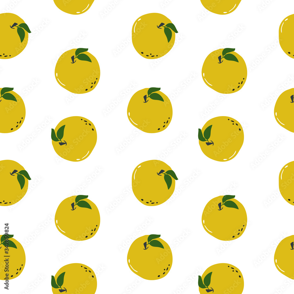 Fototapeta premium Ripe, juicy apricots geometric seamless pattern on a white background, vector.