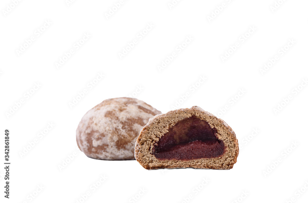 Gingerbread in a cut with fruit jam. Gingerbread in a cut with fruit jam.