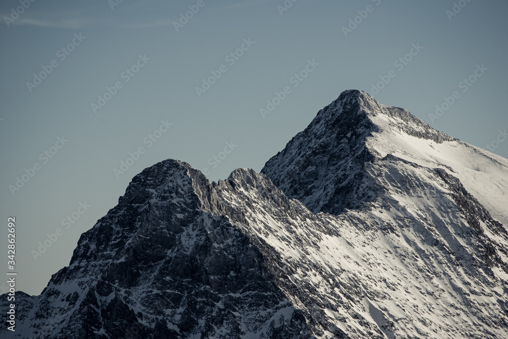 Dramatic shot of the top of a swiss mountain near mount Titlis.
