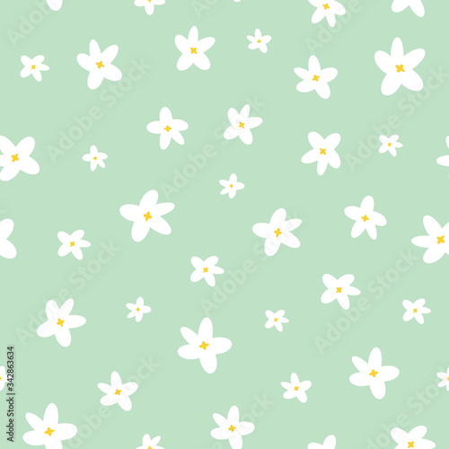 Spring daisy floral vector repeat pattern. Pattern for fabric, backgrounds, wrapping, textile, wallpaper, apparel. Vector illustration © Louise Parr Studio