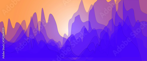 Background. mountains against the backdrop of dawn sunset. Orange sky Panorama. Landscape. Place for text. Banner.