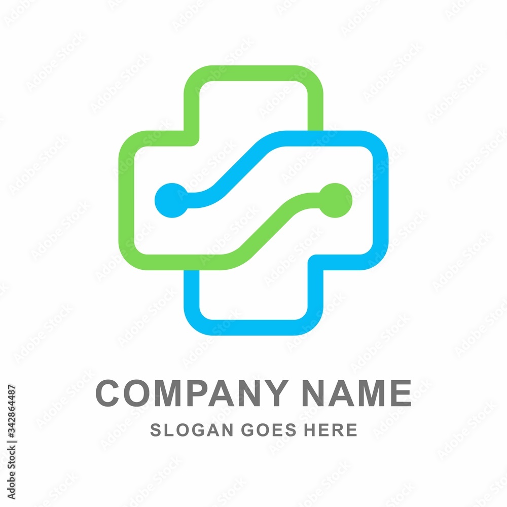 Medical Pharmacy Geometric Cross Business Company Vector Logo Design