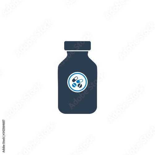 Vitamin Bottle Icon. Editable Vector EPS Symbol Illustration.