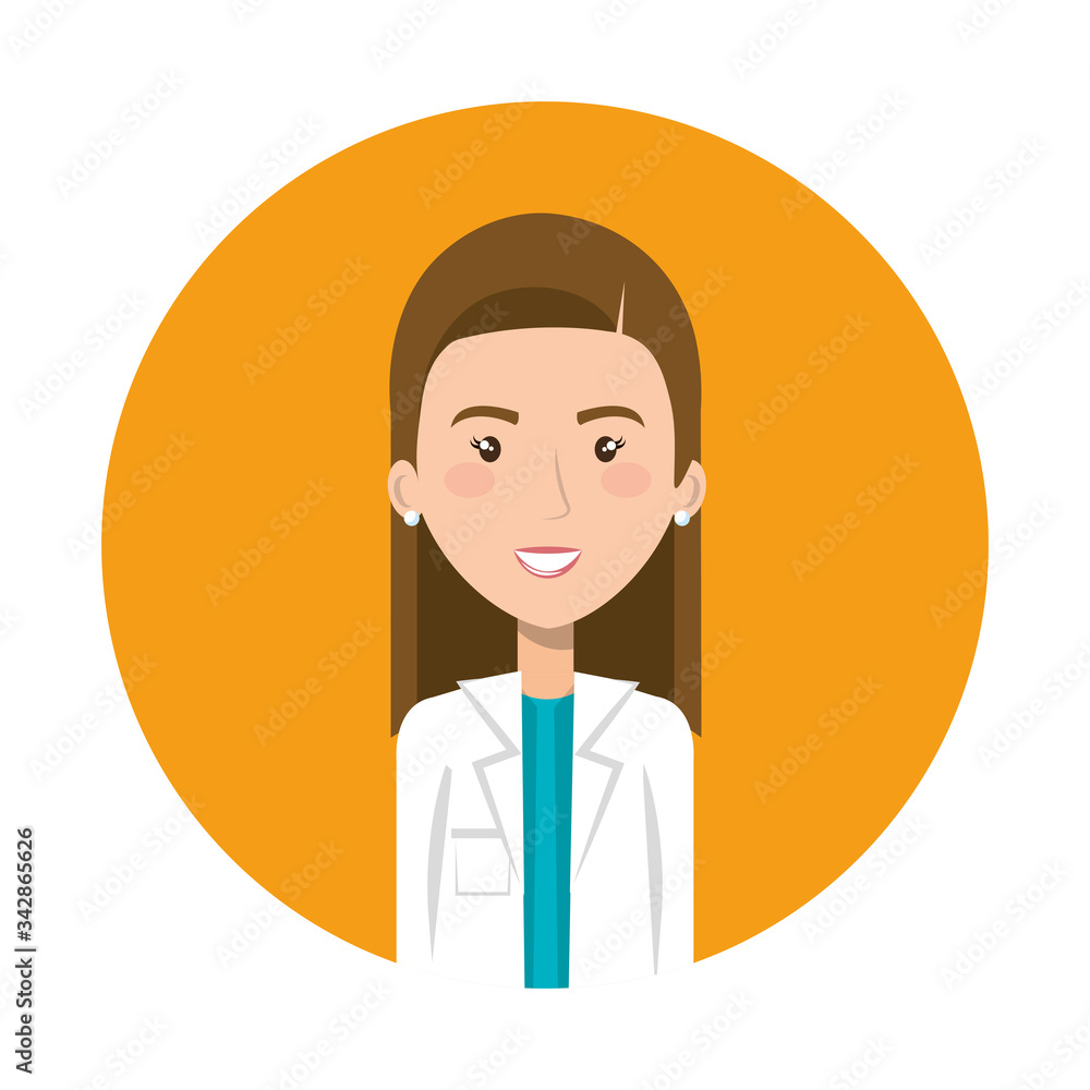 doctor female avatar in frame circular vector illustration design
