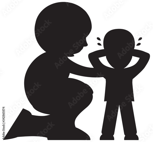Mother Comforting Child in Silhouette