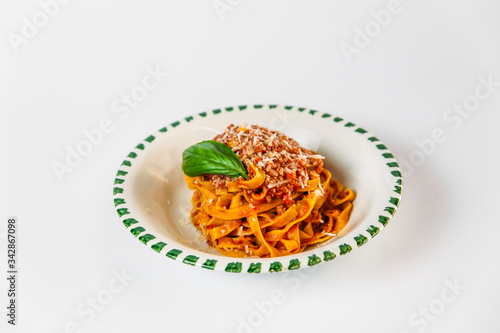 Italian cuisine dish tagliatelle bolognese pasta  photo