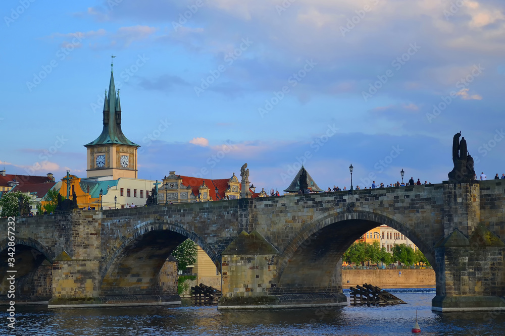 Charles bridge on the Vltava river