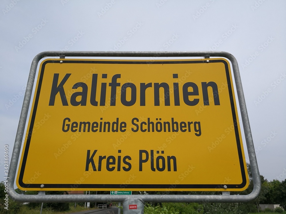 Town sign of Kalifornien, Schleswig Holstein