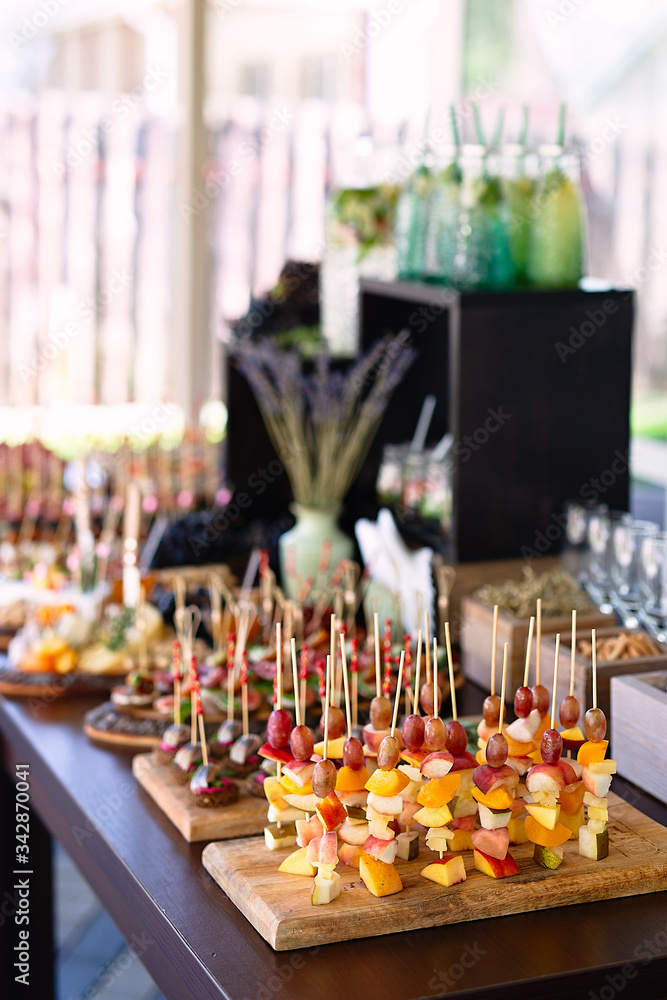 The food lies beautifully on the table, laid out in order, beautifully decorated The food lies beautifully on the table, laid out in order, beautifully decorated