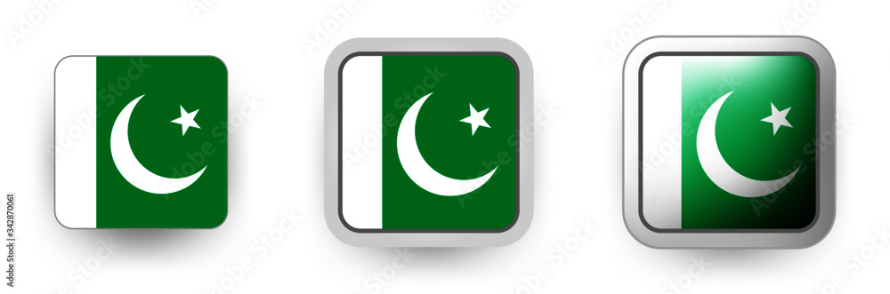 6 vector icons of Pakistan flag shield button and cogwheel, flat and volumetric style in flag colors green, white for poster, flyer 6 vector icons of Pakistan flag shield button and cogwheel, flat and volumetric style in flag colors green, white for poster, flyer