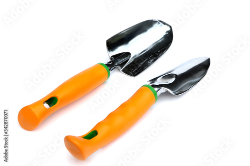 Garden tools . Garden shovel isolated on a white background. Trowel for gardening. Gardening