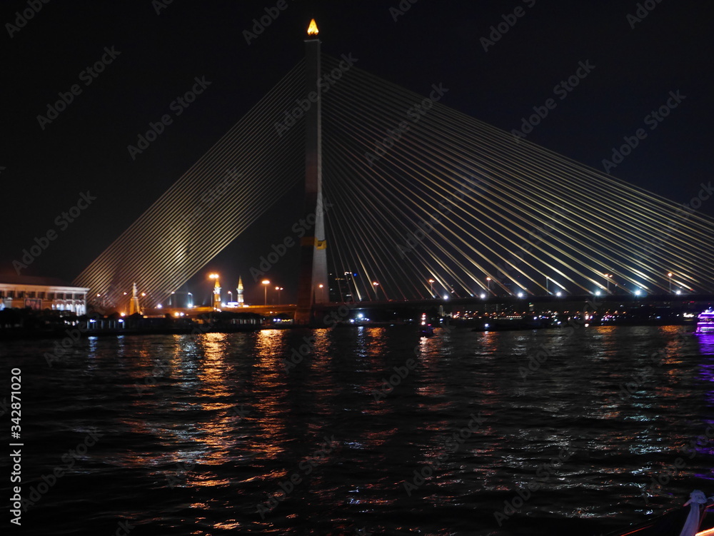 Obraz premium Most nad rzeką Sunset Bangkok bridge