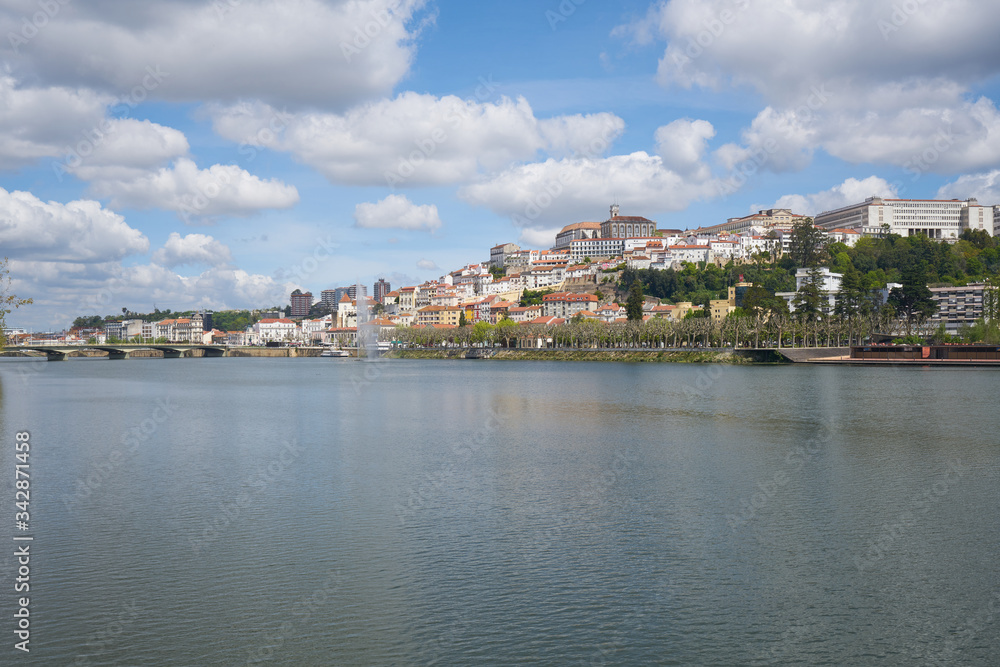 Coimbra city view with Mondego river, in Portugal