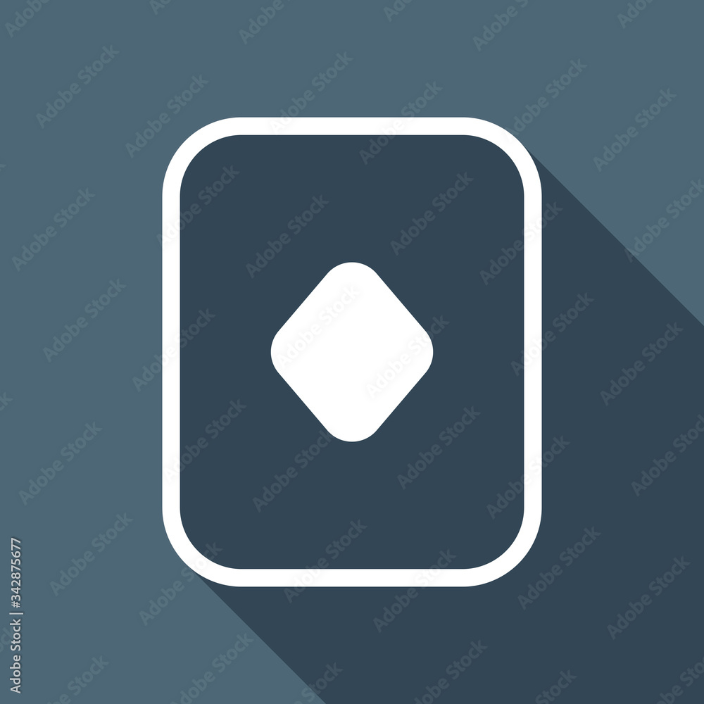 Diamonds, playing card game. White flat icon with long shadow on blue background Diamonds, playing card game. White flat icon with long shadow on blue background