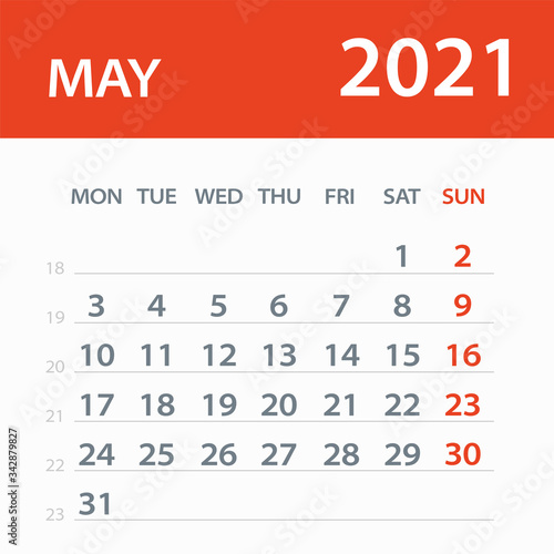 May 2021 Calendar Leaf - Vector Illustration