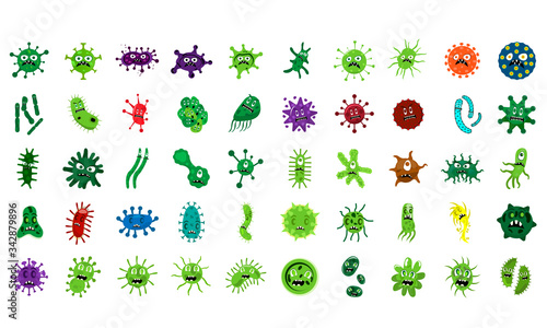 Set of angry virus