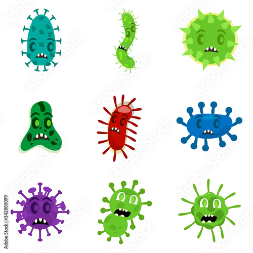 Set of angry virus