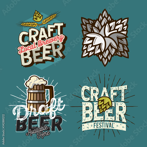 Beer Brew Brewery Alcohol Related Vector Illustrations Designs.