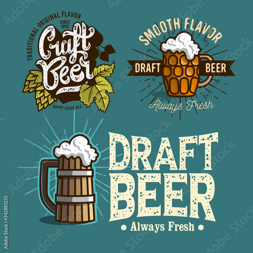 Beer Brew Brewery Alcohol Related Vector Illustrations Designs.