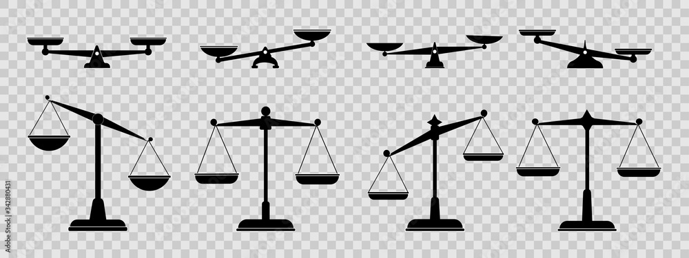 Scales icons set. Law scale icon. Vector scales icon Scales icons set. Law scale icon. Vector scales icon