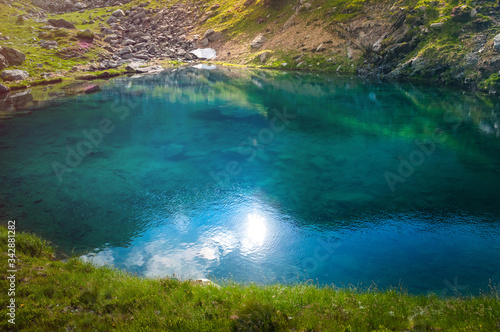 Mountain lake landscape, blue crystal clear water © bdavid32