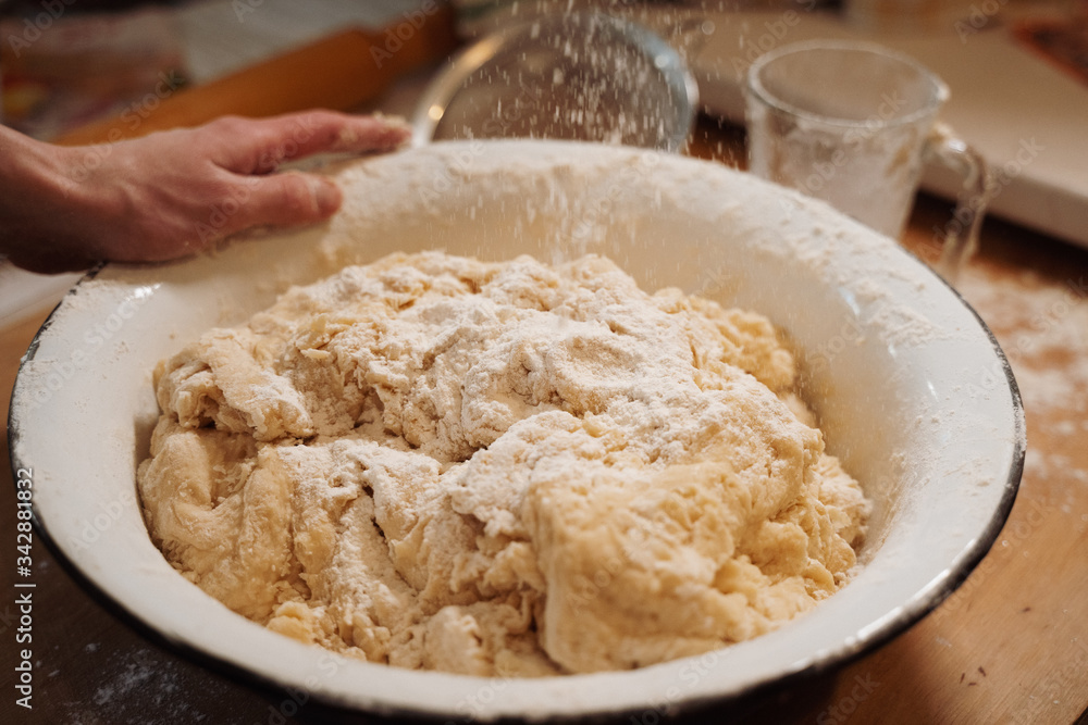 Fototapeta premium making homemade Easter baked yeast dough 