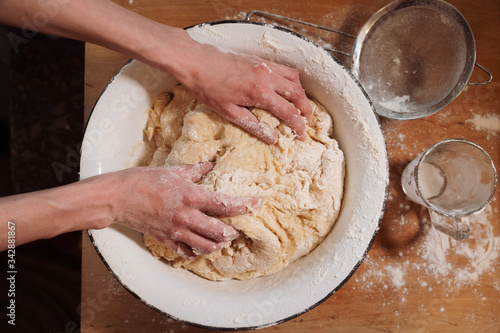 making homemade Easter baked yeast dough 