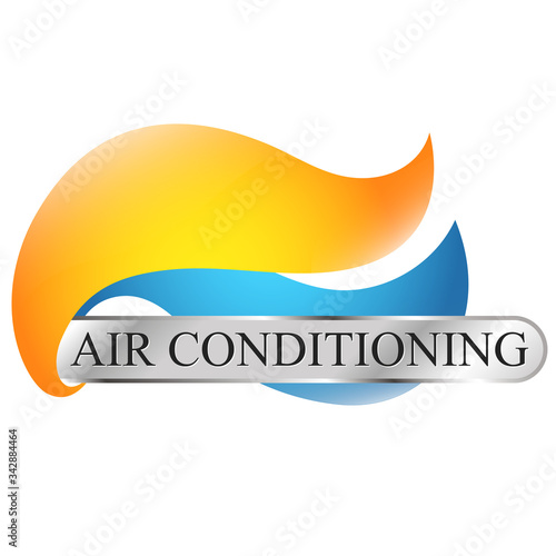 Air conditioning symbol red and blue wave
