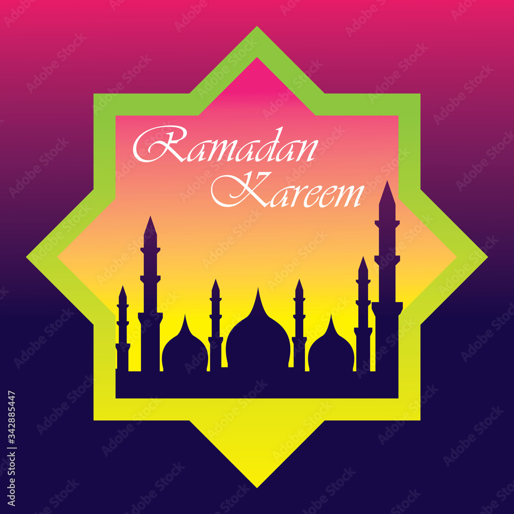 Happy Ramadan kareem islamic design with mosque and moon holy. vector illustration