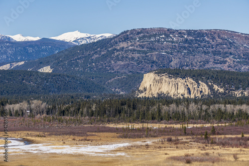 big valley near columbia lake with rocky mountains east kootenay Canada.