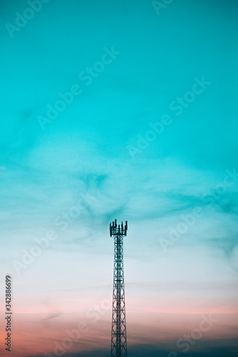 industrial chimney on blue sky