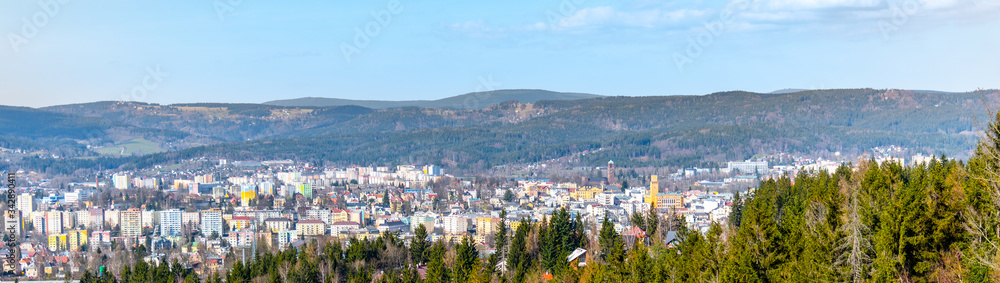 Jablonec nad Nisou - panoramic view of city. Czech Republic