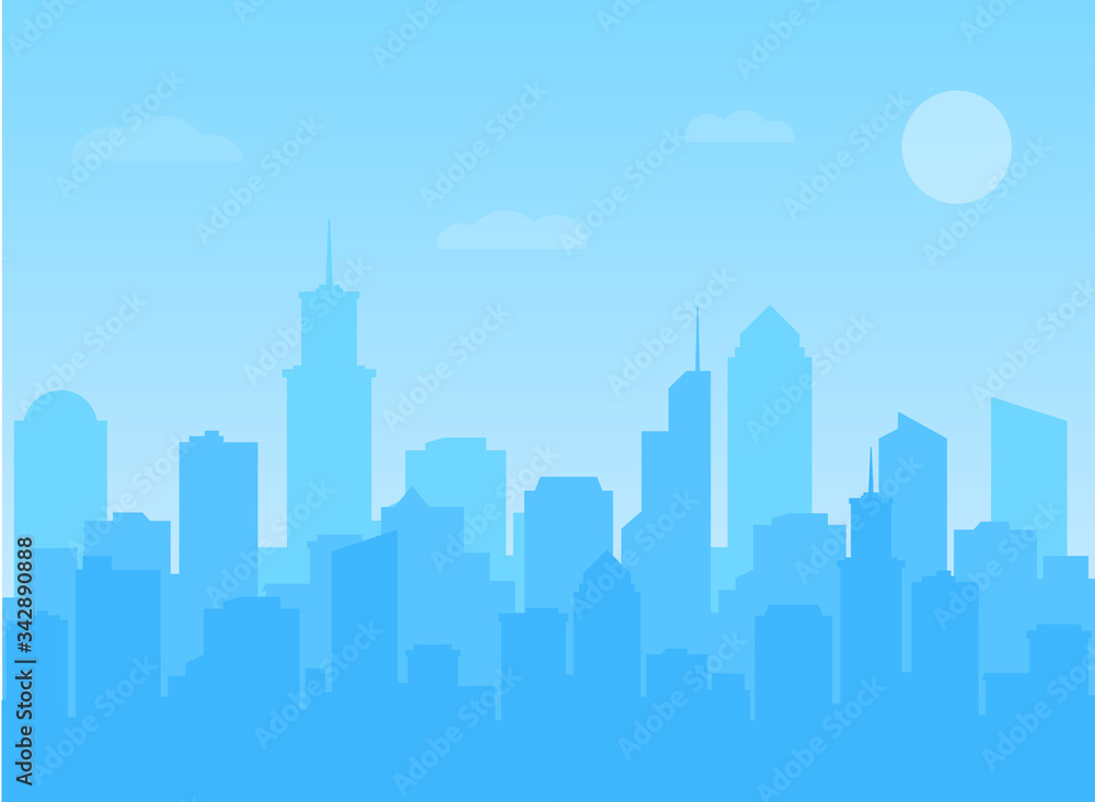 Vector illustration Modern City Skyline building, blue