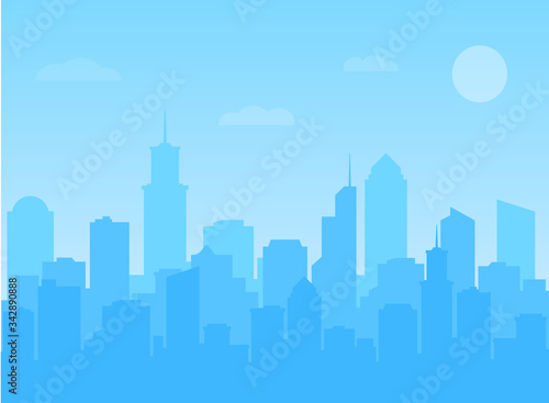 Vector illustration Modern City Skyline building, blue