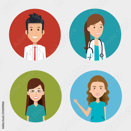 group of paramedics and doctors vector illustration design
