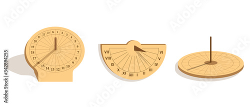 Set of different types of sundials photo