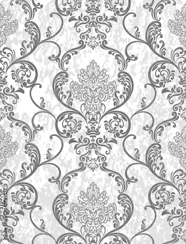 Damask pattern element. Classic luxury old-fashioned ornament grunge background. Royal victorian texture for wallpaper, textile, fabric, wrapping. Exquisite floral baroque patterns.