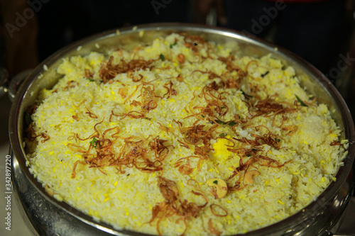 chicken biriyani- chicken dum biriyani in south indian style with chafing dish heaters