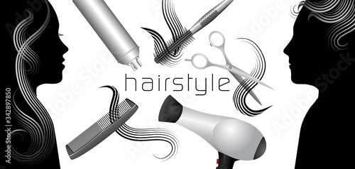Bannière pour coiffeur afin de valoriser la coupe de cheveux pour femme et homme.