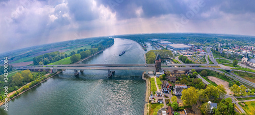 Bild auf Leinwand Nibelung Bridge over the Rhine River in Worms Germany