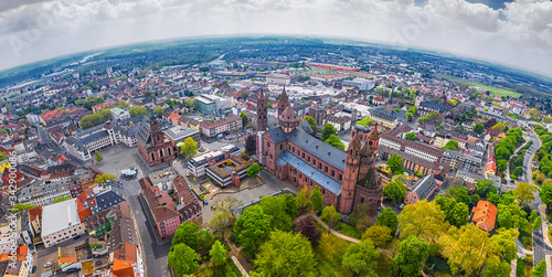 Fotografie aerial view of worms city and dom st. peter  in germany
