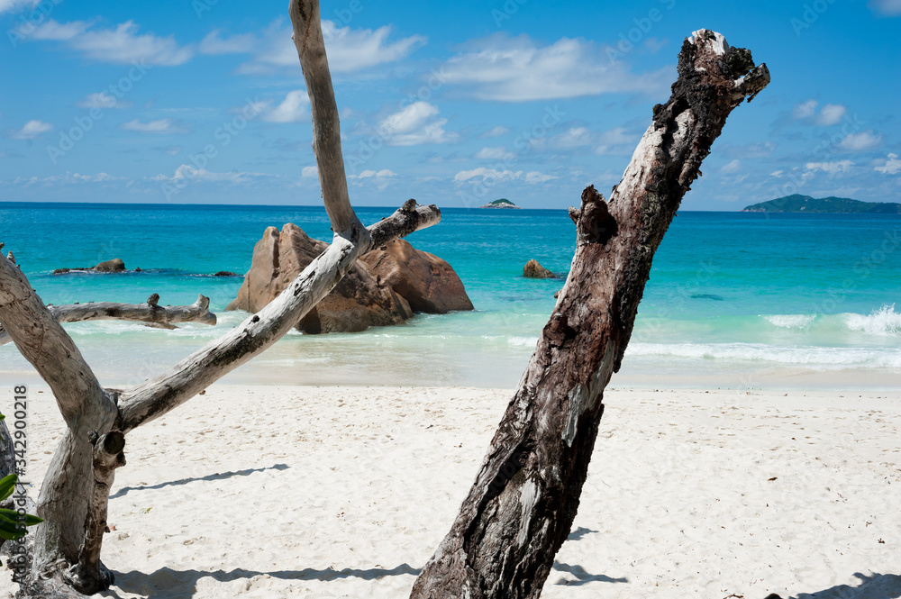 Praslin Island, Seychelles, Paradisiacal Anse Lazio beach, one of the most beautiful beaches in the world