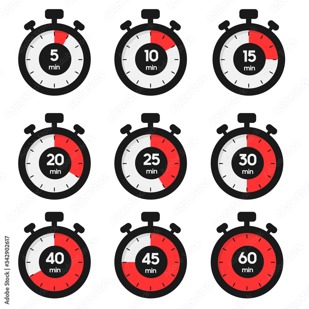 Timer, clock, stopwatch isolated set icons. Vector illustration. Timer, clock, stopwatch isolated set icons. Vector illustration.